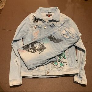 Black Pike Denim Jean Jacket Set Jacket Size M Jeans 32 x 32 Streetwear
